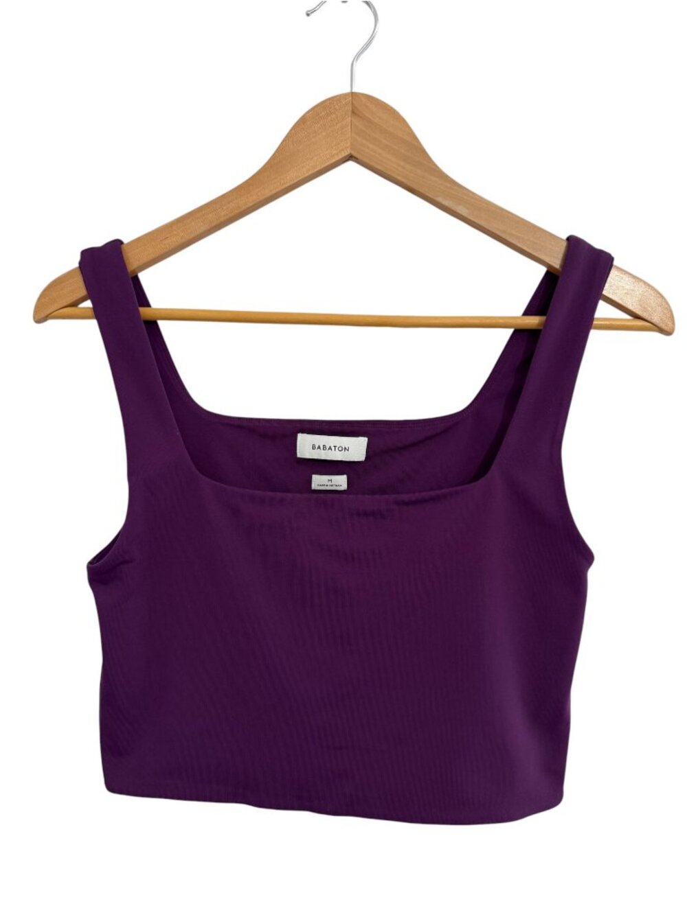 Babaton Deep Purple Square Neck Cropped Tank Top Medium Lined